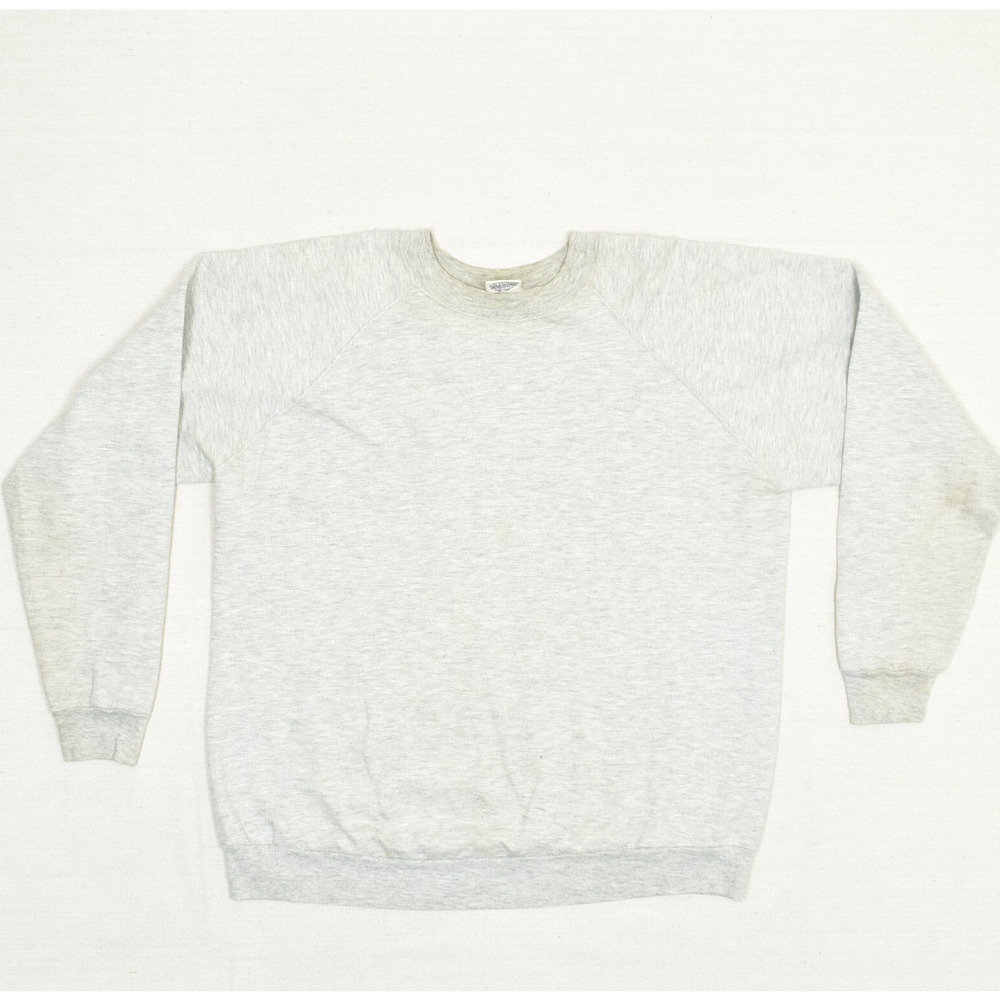 Action Men's Pullover Sweatshirt Stained Crew Neck Cotton Gray Size XL VTG 80's